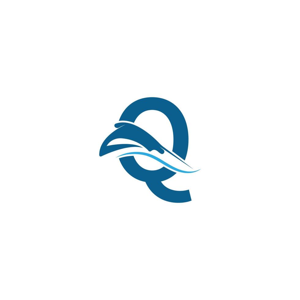 letra q con ilustración de plantilla de logotipo de icono de raya vector