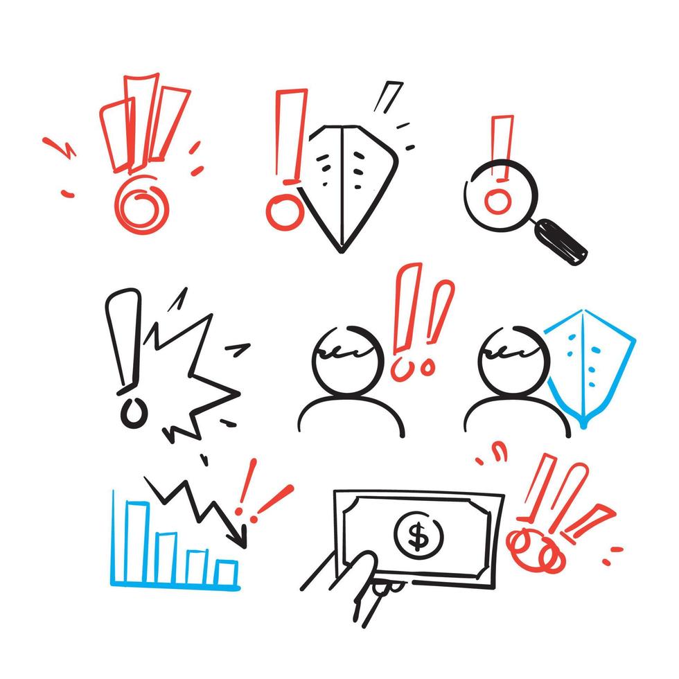 hand drawn doodle icon Related to Risk caution and protect illustration isolated vector