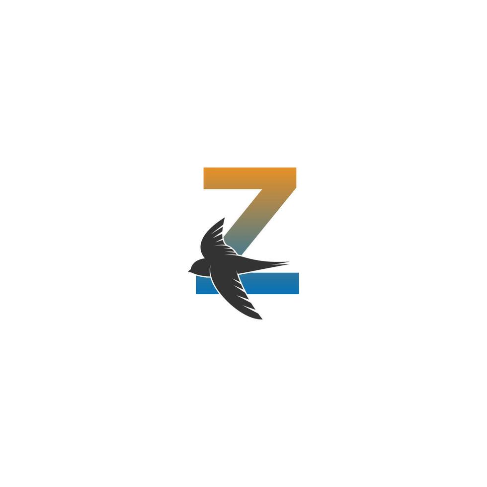 logotipo de la letra z con vector de diseño de icono de pájaro veloz