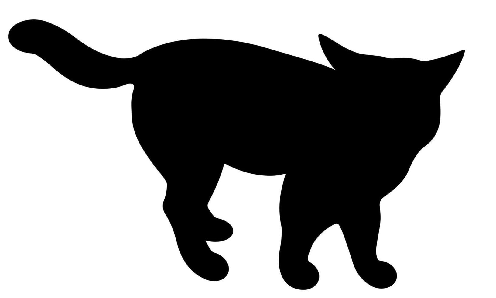 icono de vector de gato negro. la mascota está de pie. silueta animal dibujada a mano. ilustración aislada sobre un fondo blanco. Gato domestico. monocromo.