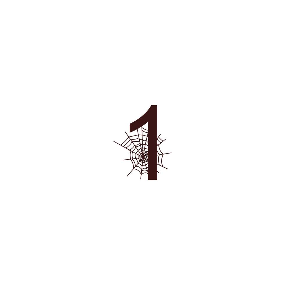 Number 1  with spider web icon design template vector