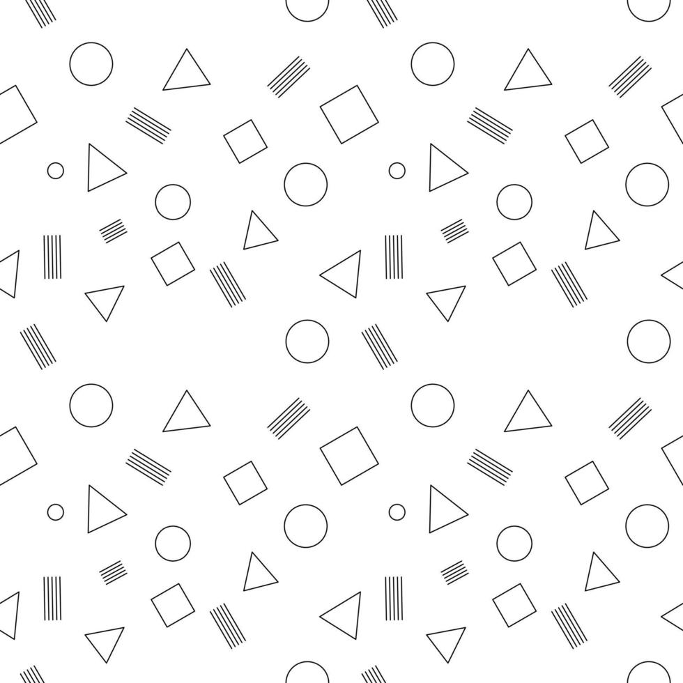 patrón transparente con blanco y negro. formar un rectángulo, un triángulo, una línea, un círculo vector