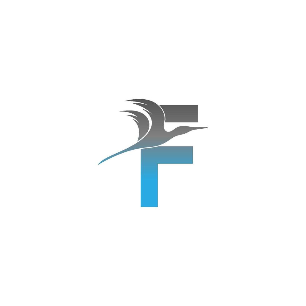 logotipo de letra f con diseño de icono de pájaro pelícano vector