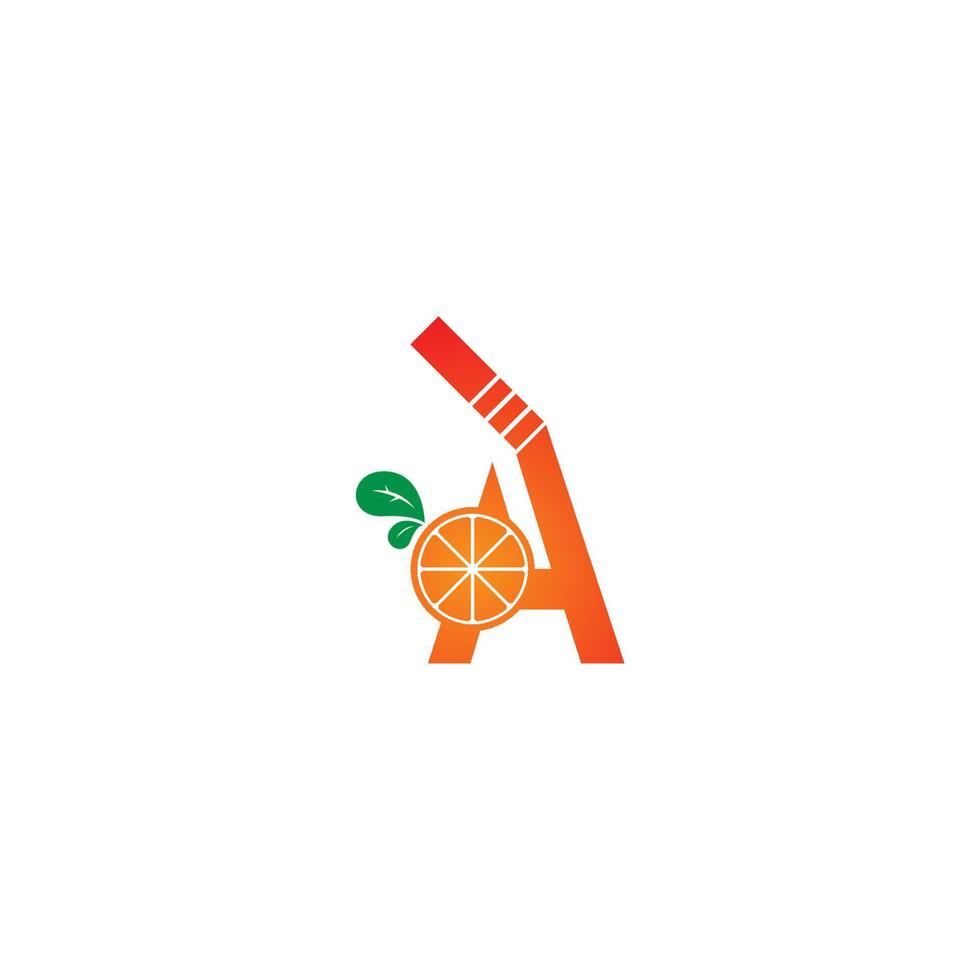 Letter A with juice orange icon logo design template vector