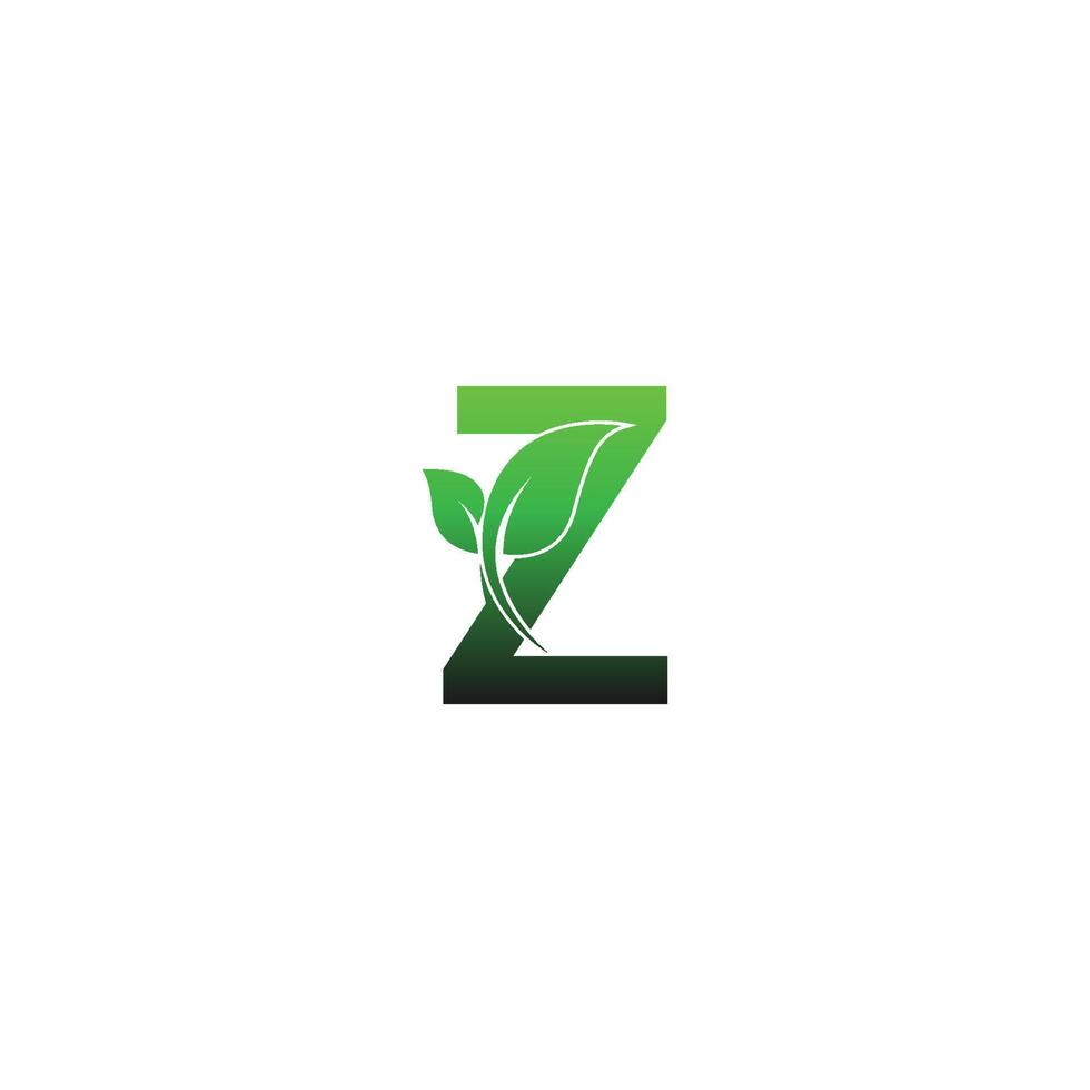 Letter Z with green leafs icon logo design template illustration vector