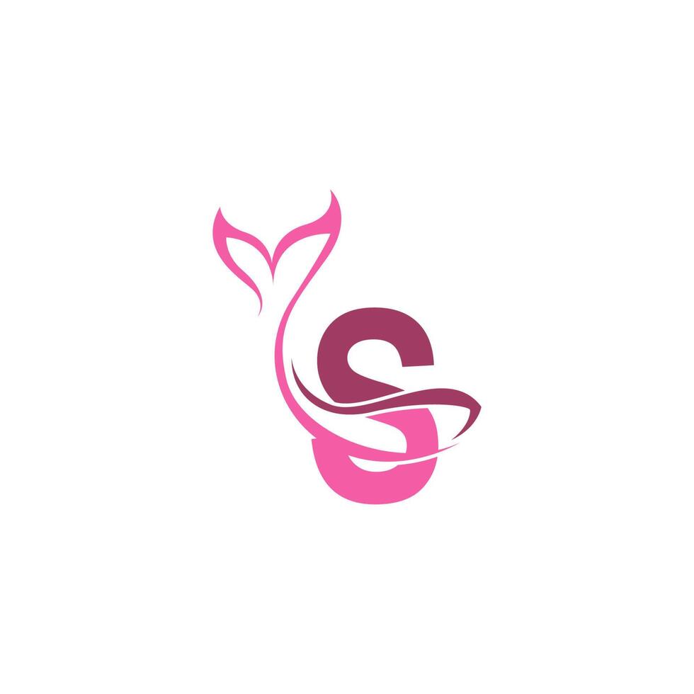 Letter S with mermaid tail icon logo design template vector