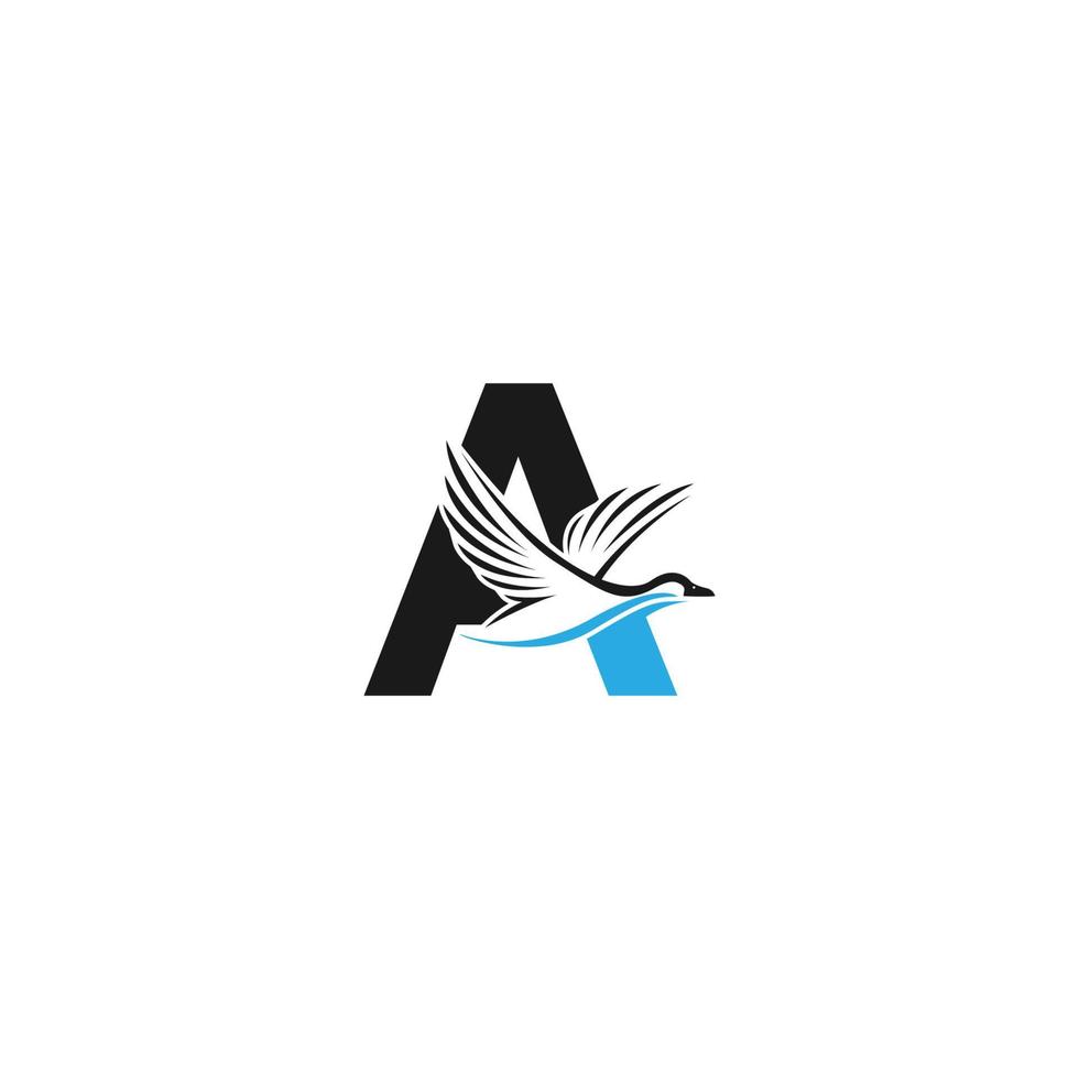 letra a con ilustración de diseño de logotipo de icono de pato vector