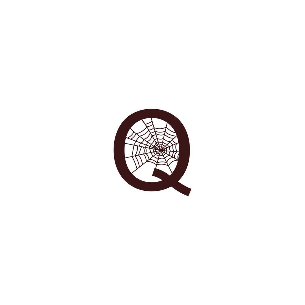 Letter Q  with spider web icon design template vector