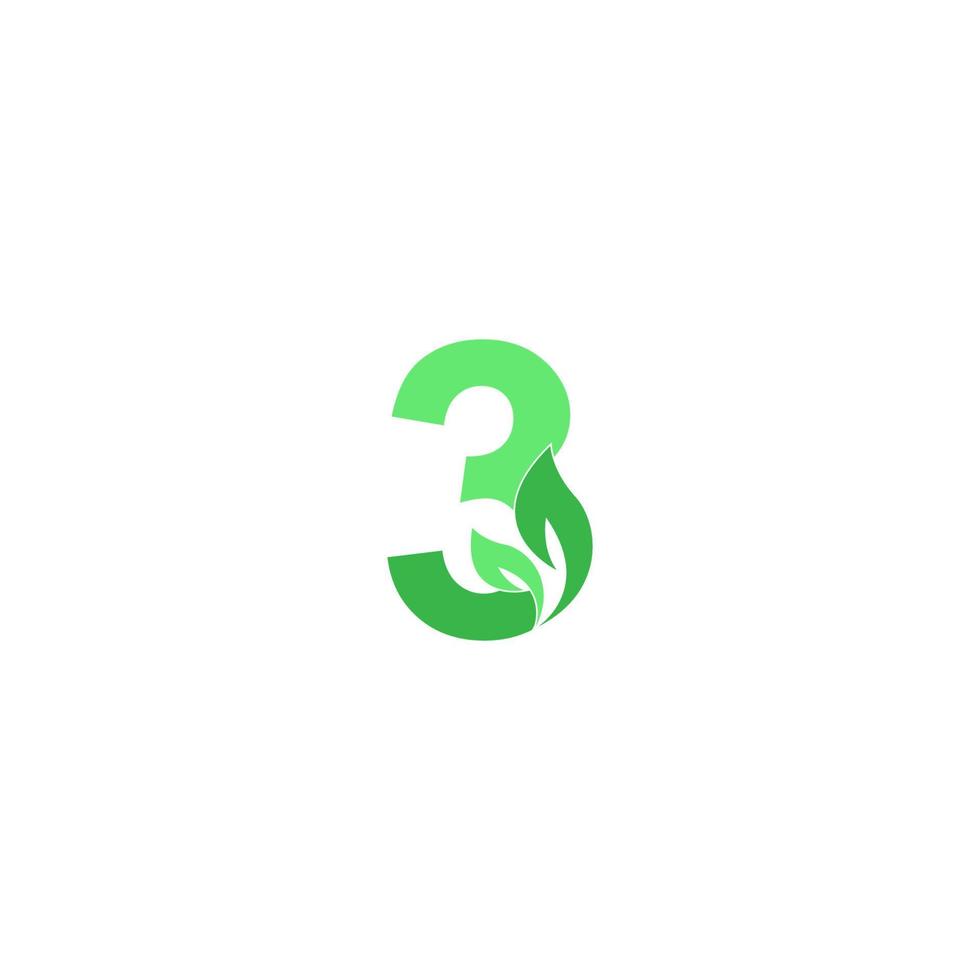 concepto de diseño de icono de hoja de logotipo número 3 vector
