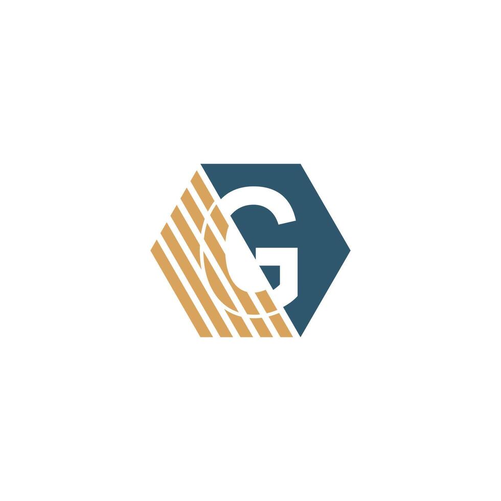 Letter G behind the hexagon with strip design vector