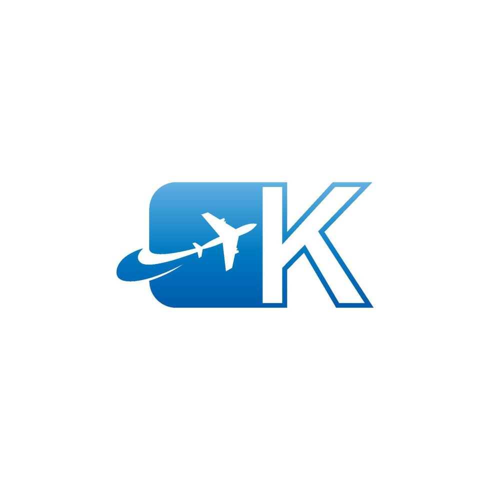 Letter K with plane logo icon design vector