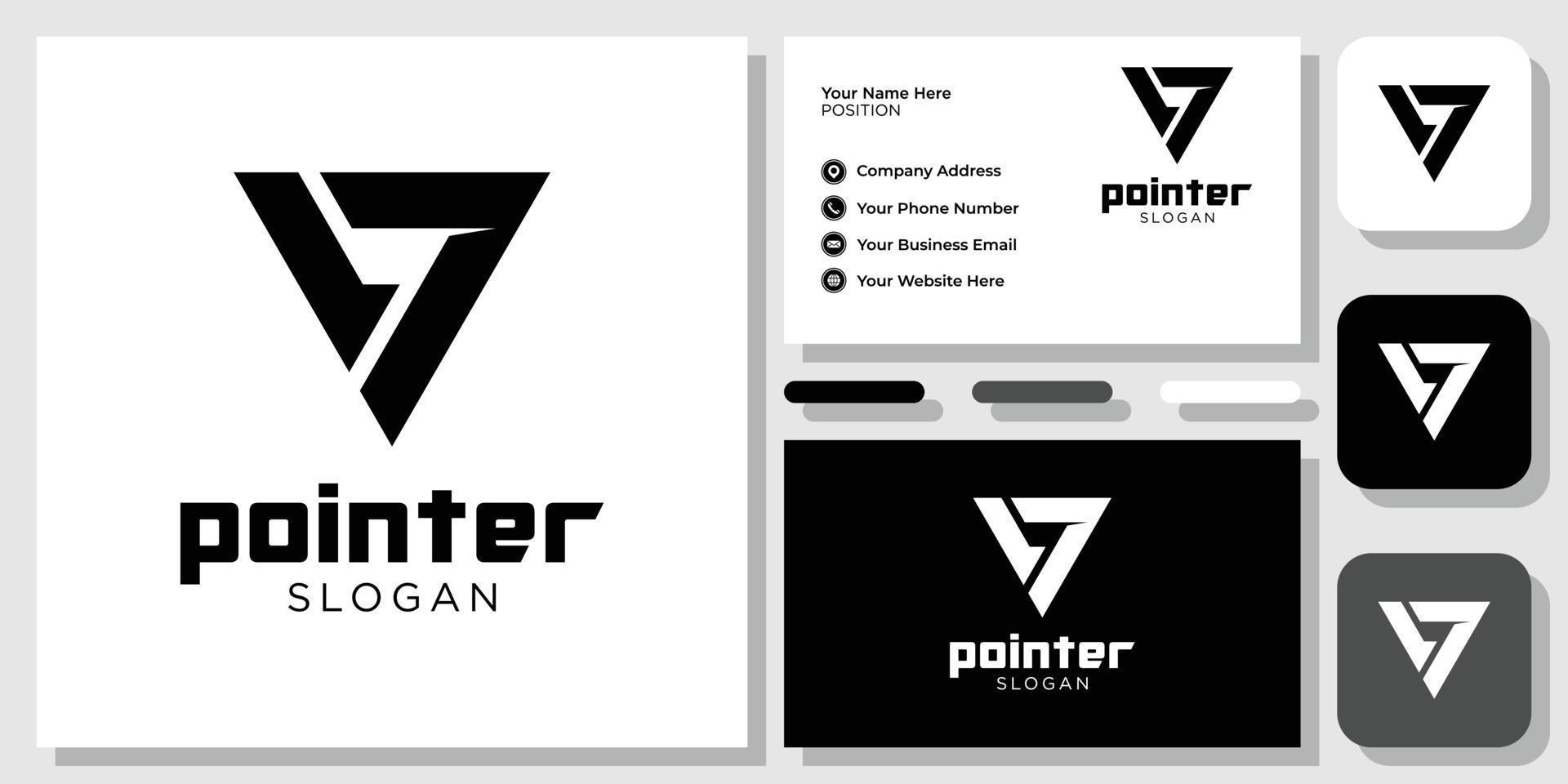 pointer triangle modern shape geometric arrow with business card template vector