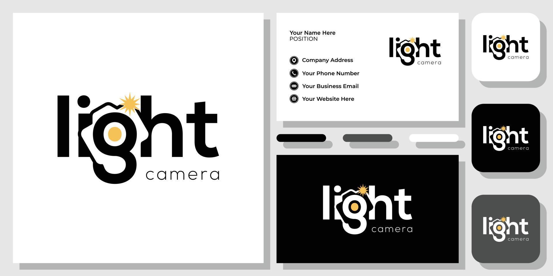 light camera studio film movie photo shot with business card template vector