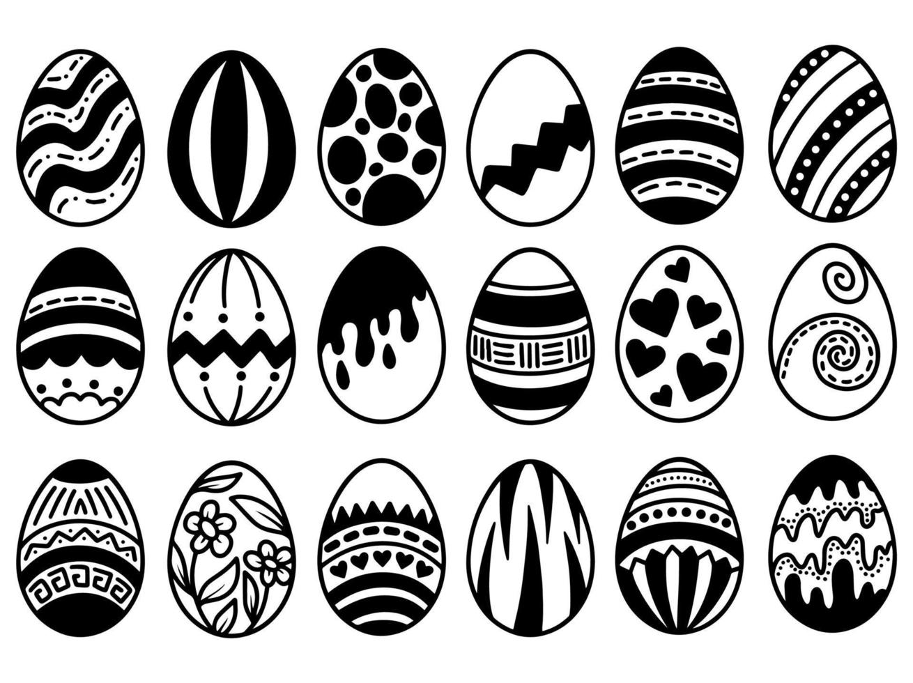 Set of Cute Easter Egg Line Art Collection vector