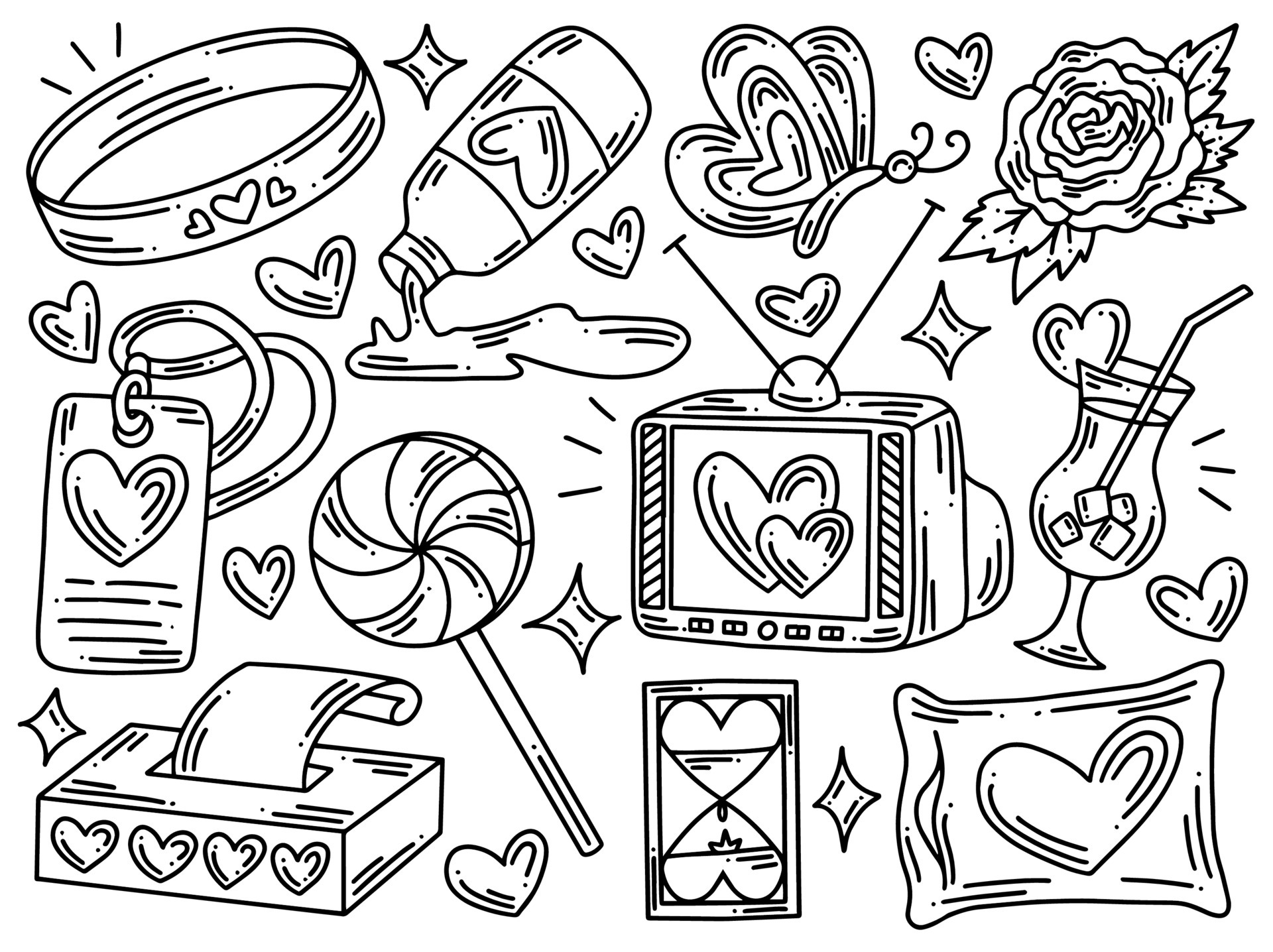 Valentines Day Element Collection Doodle 6721833 Vector Art at Vecteezy