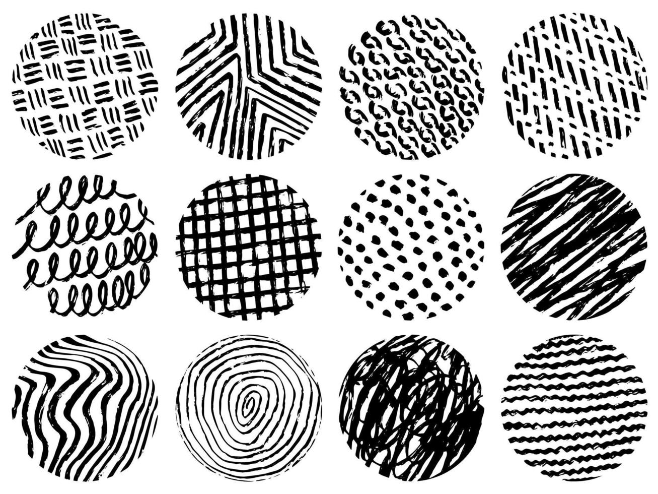 Set of Hand Drawn Circle Geometric Textures Doodle vector