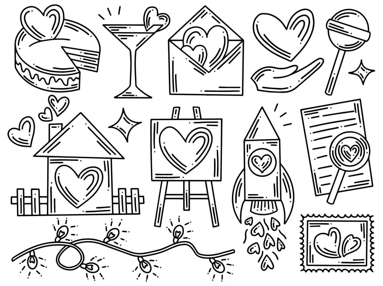 Valentines Day Element Collection Doodle vector