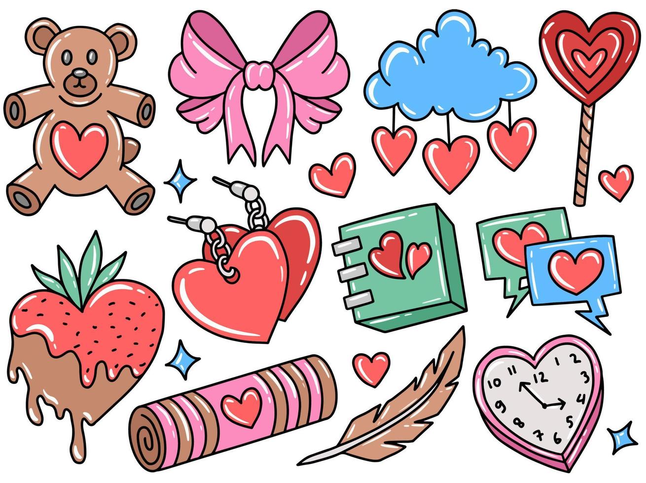 doodle de la colección de imágenes prediseñadas del día de san valentín vector