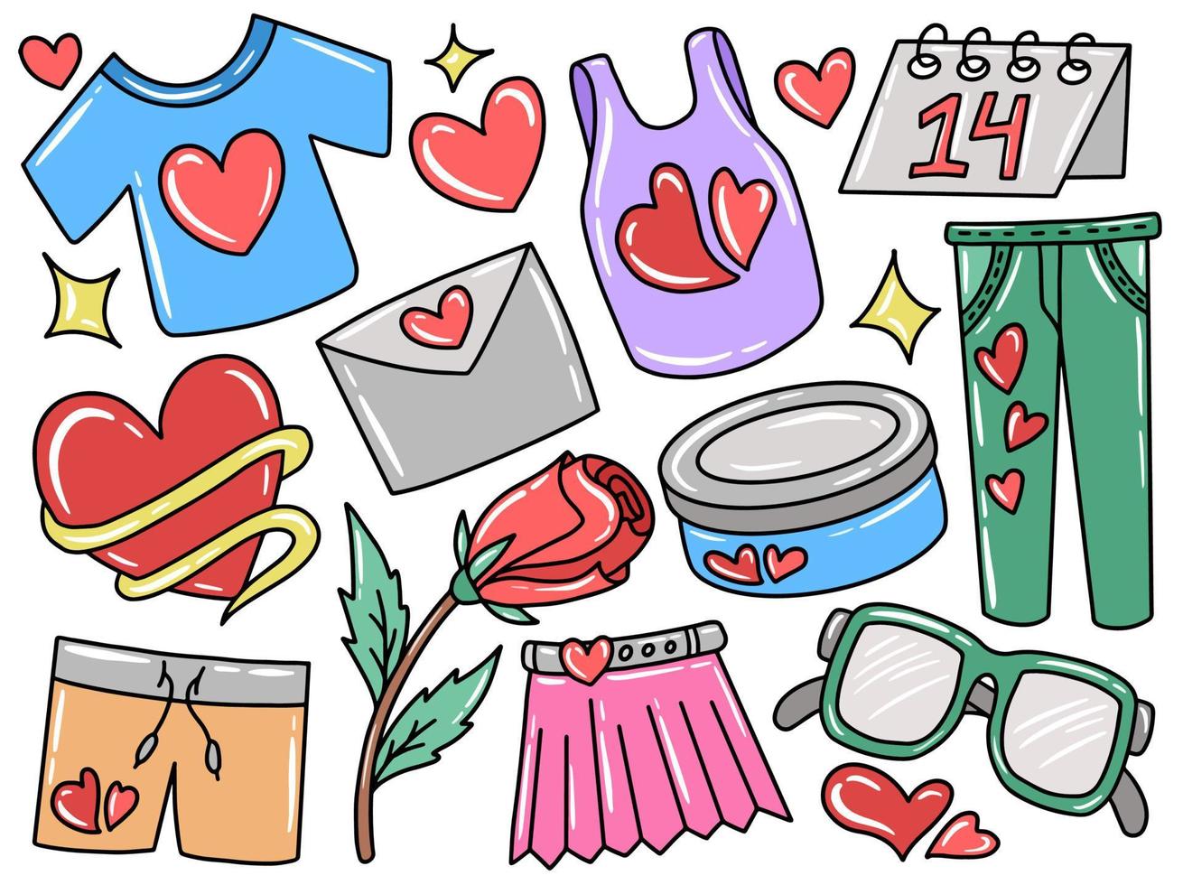 doodle de la colección de imágenes prediseñadas del día de san valentín vector