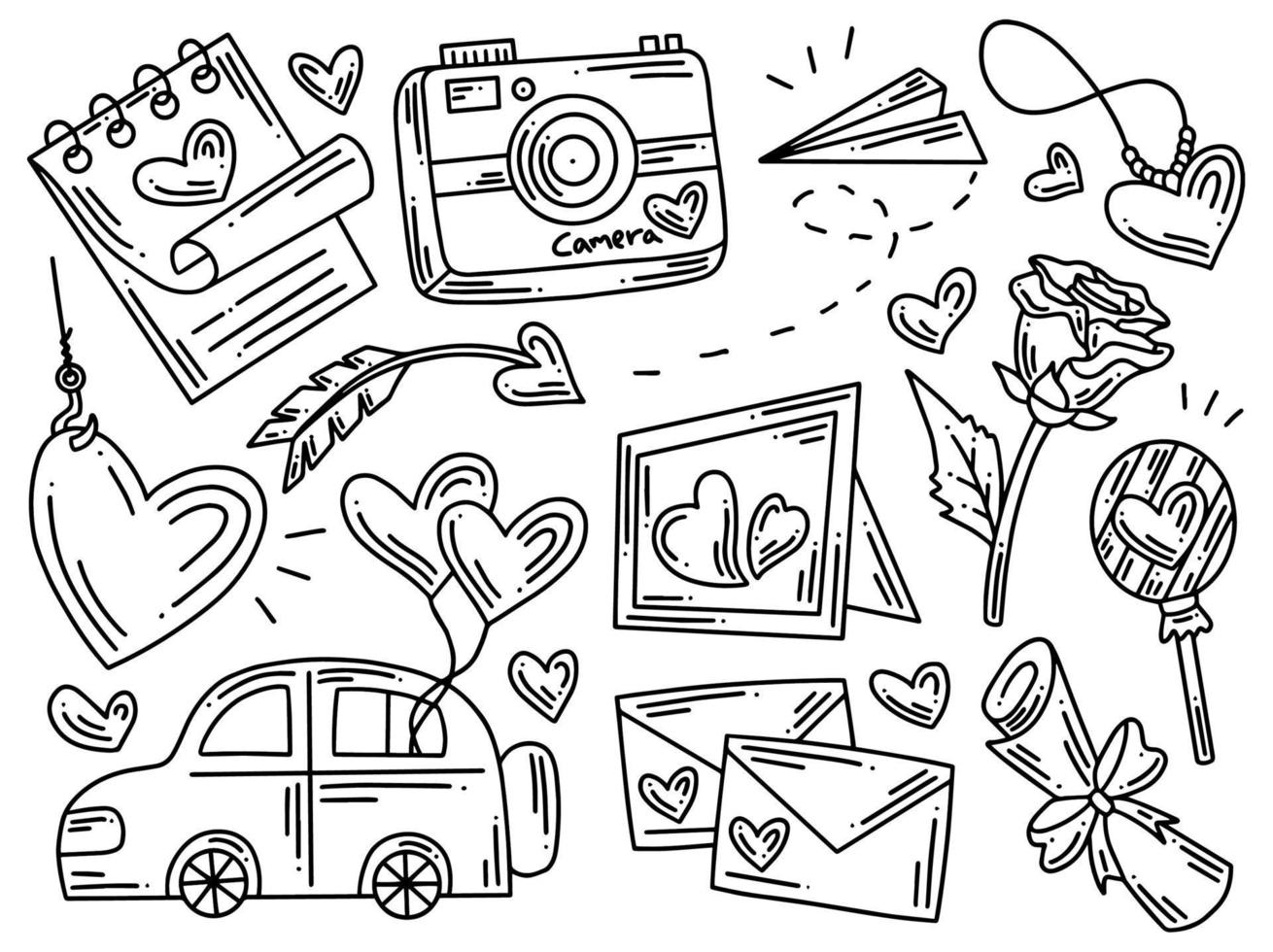 doodle de colección de elementos del día de san valentín vector