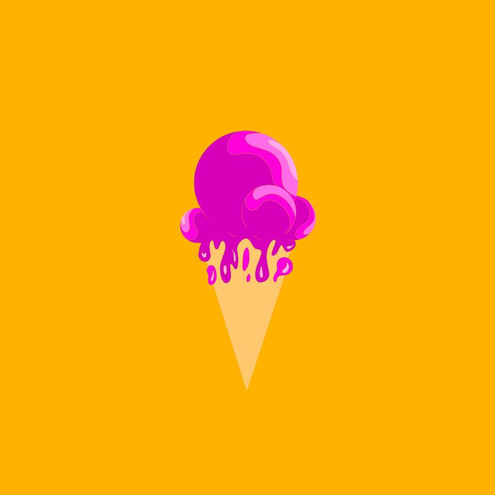 diseño de icono de vector de helado de dibujos animados rosa