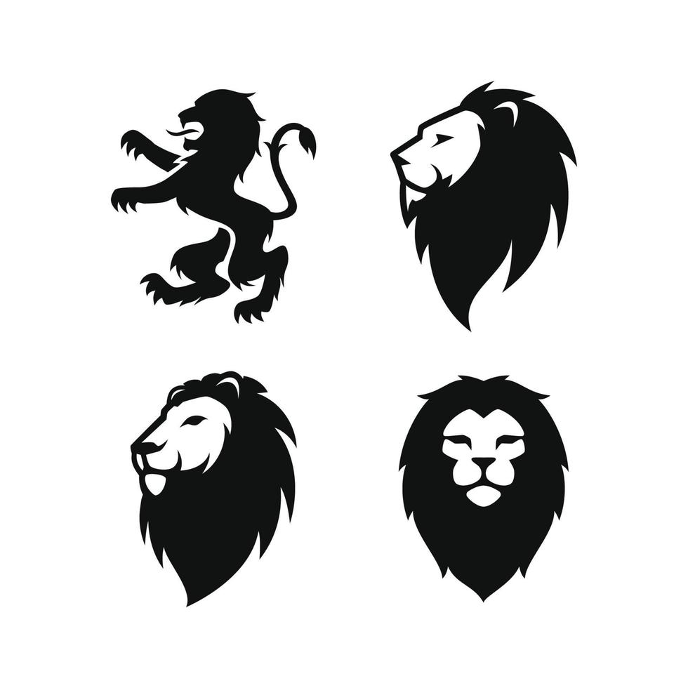 diseño de vector de silueta de león para icono de logotipo