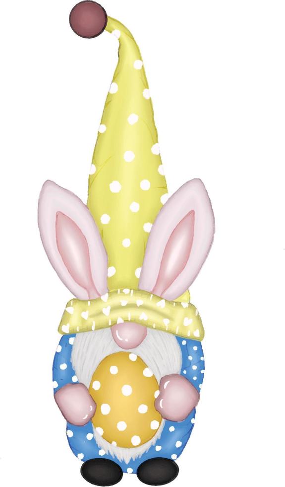 Easter Gnome watercolor Element Clipart vector