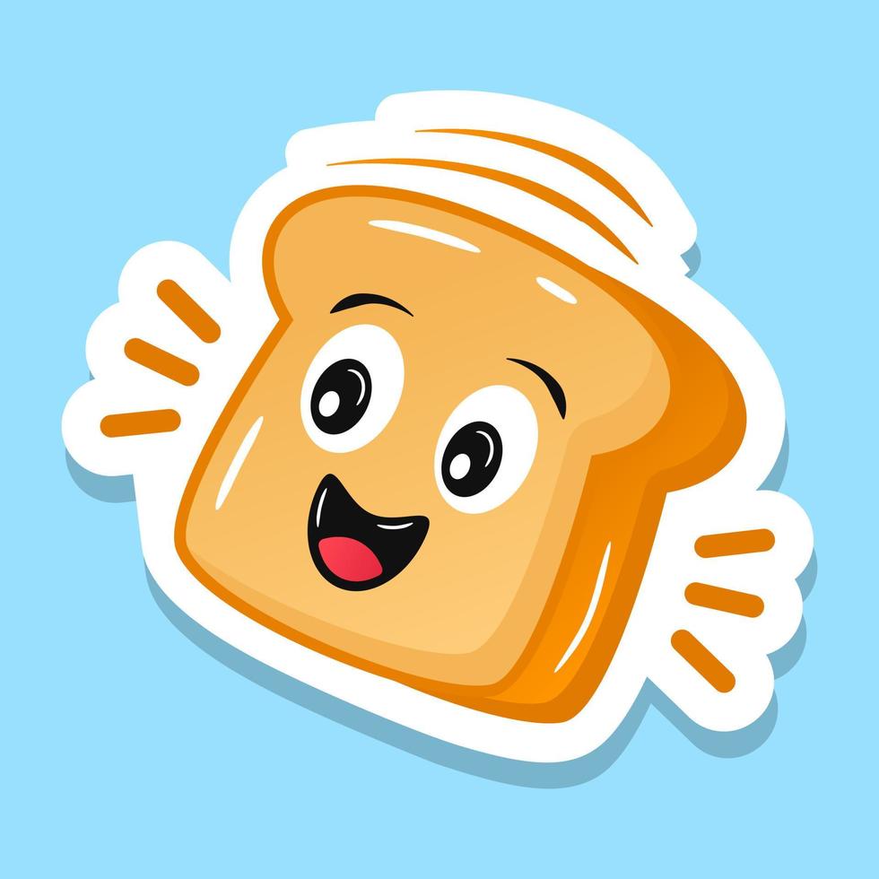 A bread toast sticker in flat style vector