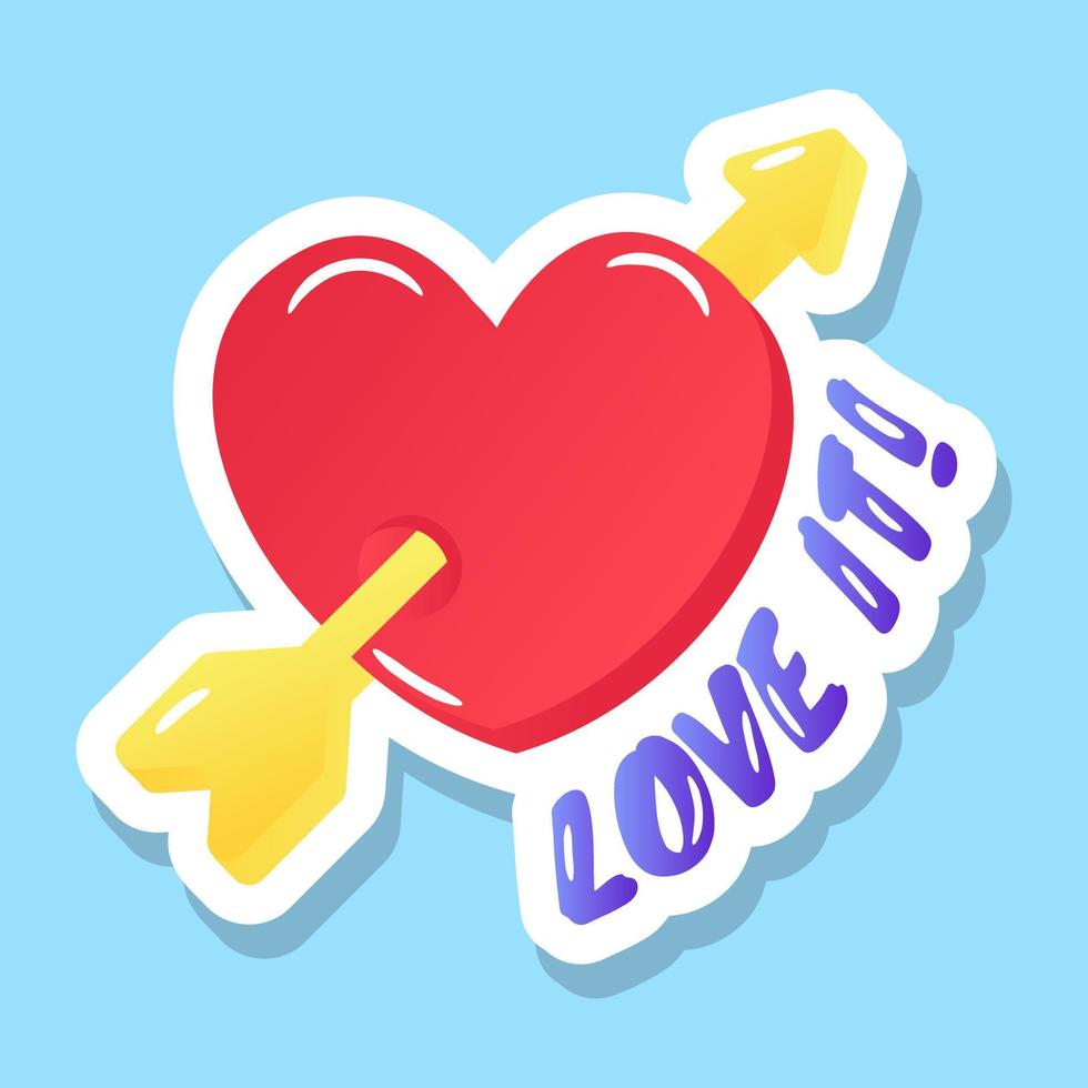 Arrow in heart, sticker of hit heart vector