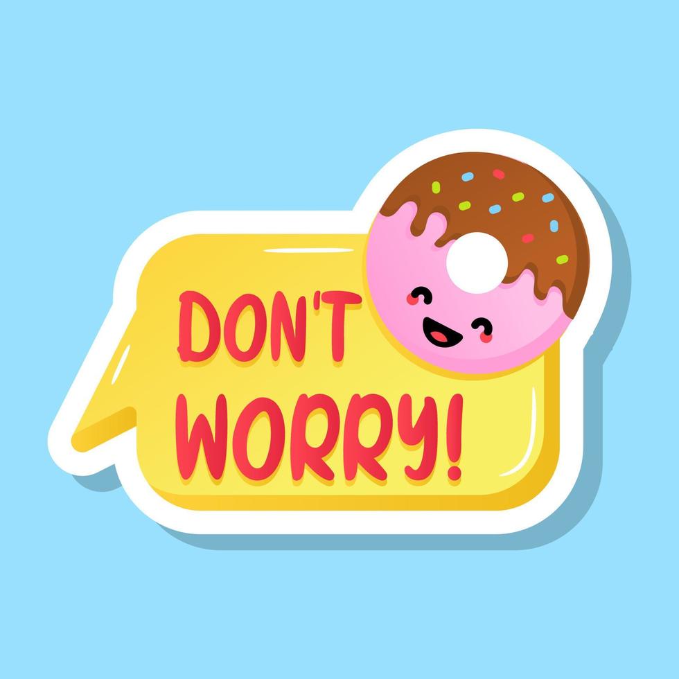 A text bubble with donut on top, flat sticker vector
