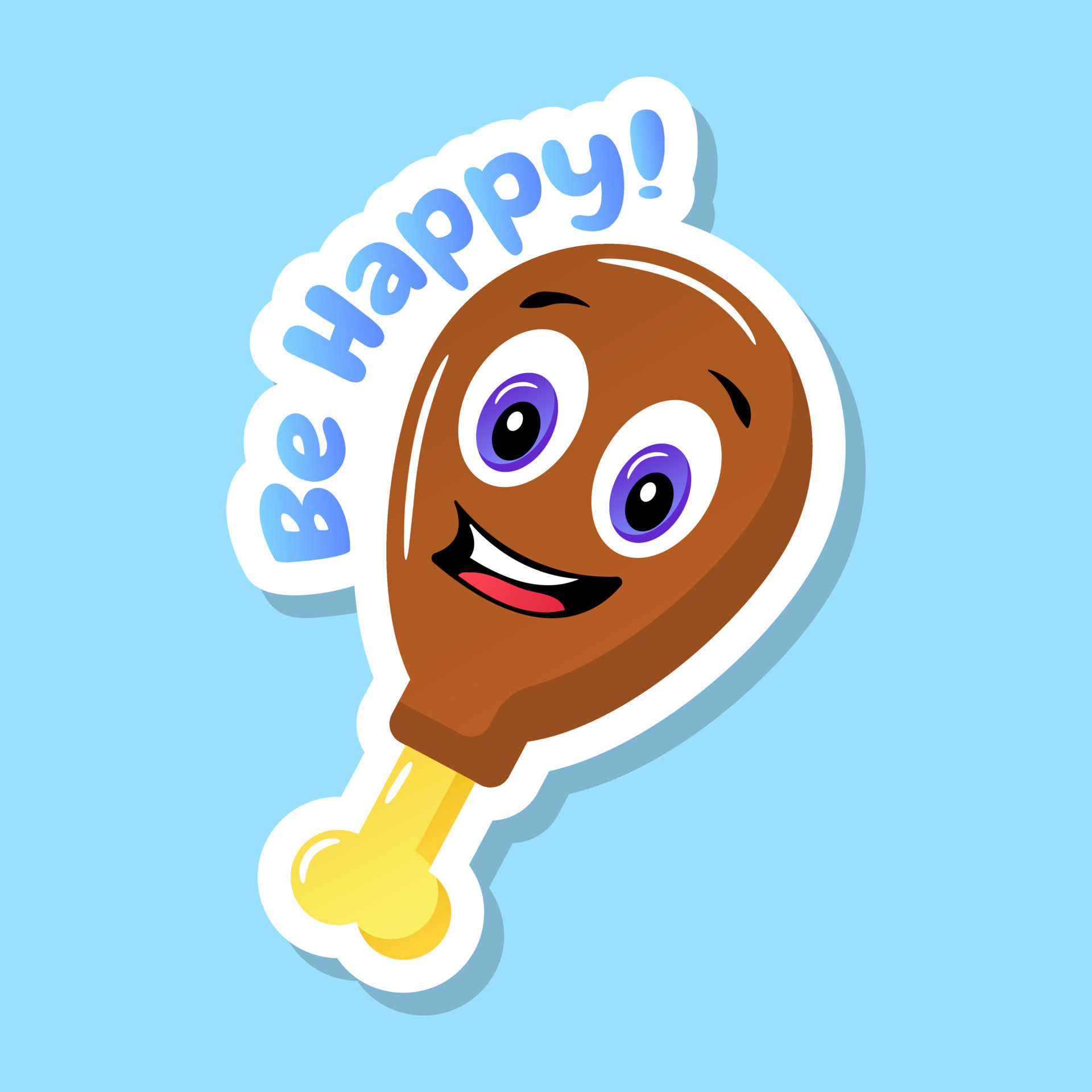 Cute drumstick face flat sticker 6722245 Vector Art at Vecteezy