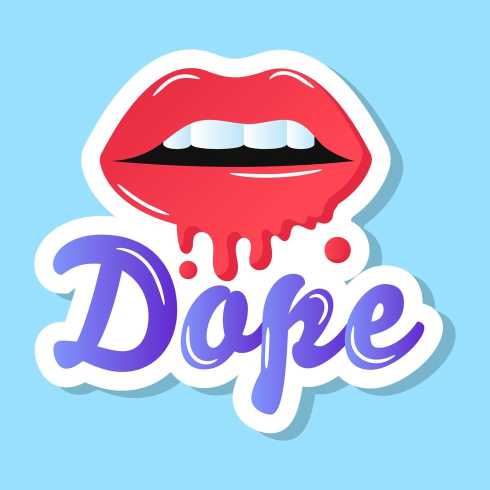 A dope lips sticker in flat style vector