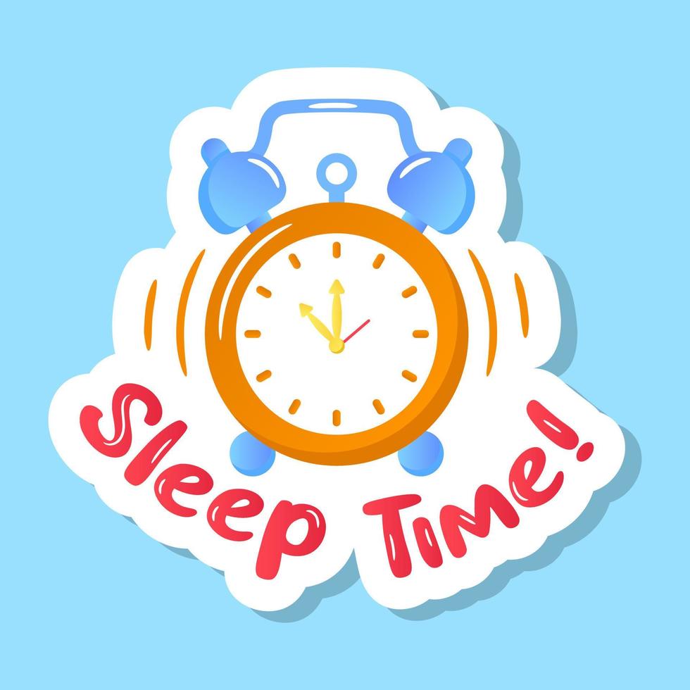 A sleep time sticker with alarm vector