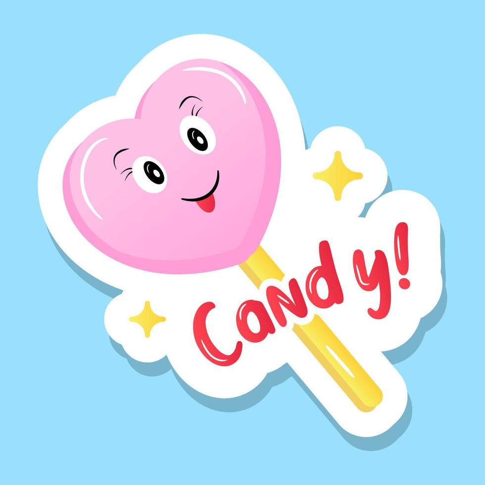 A lollipop, sugar heart candy mounted on a stick vector