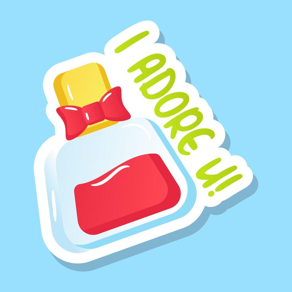 Flat sticker design of perfume. vector