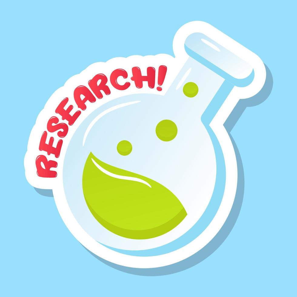 A chemical research in flat sticker design vector