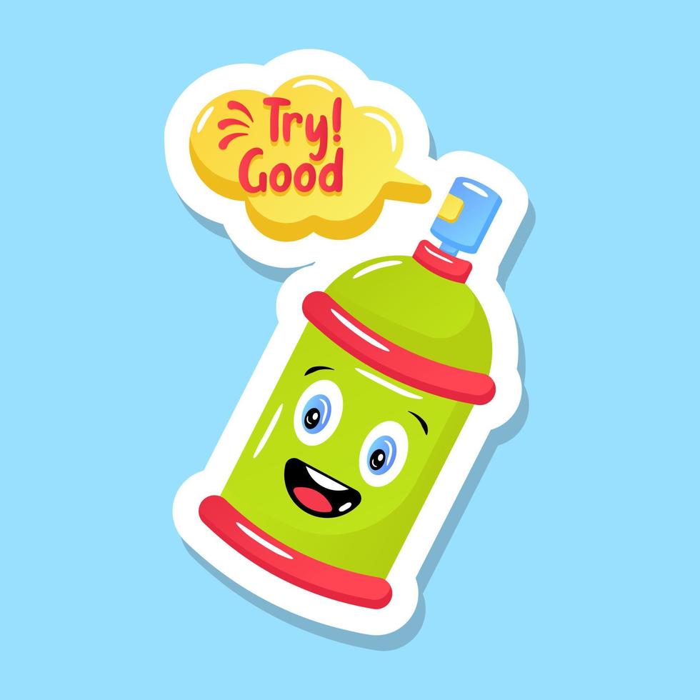 A spray paint bottle in flat sticker vector