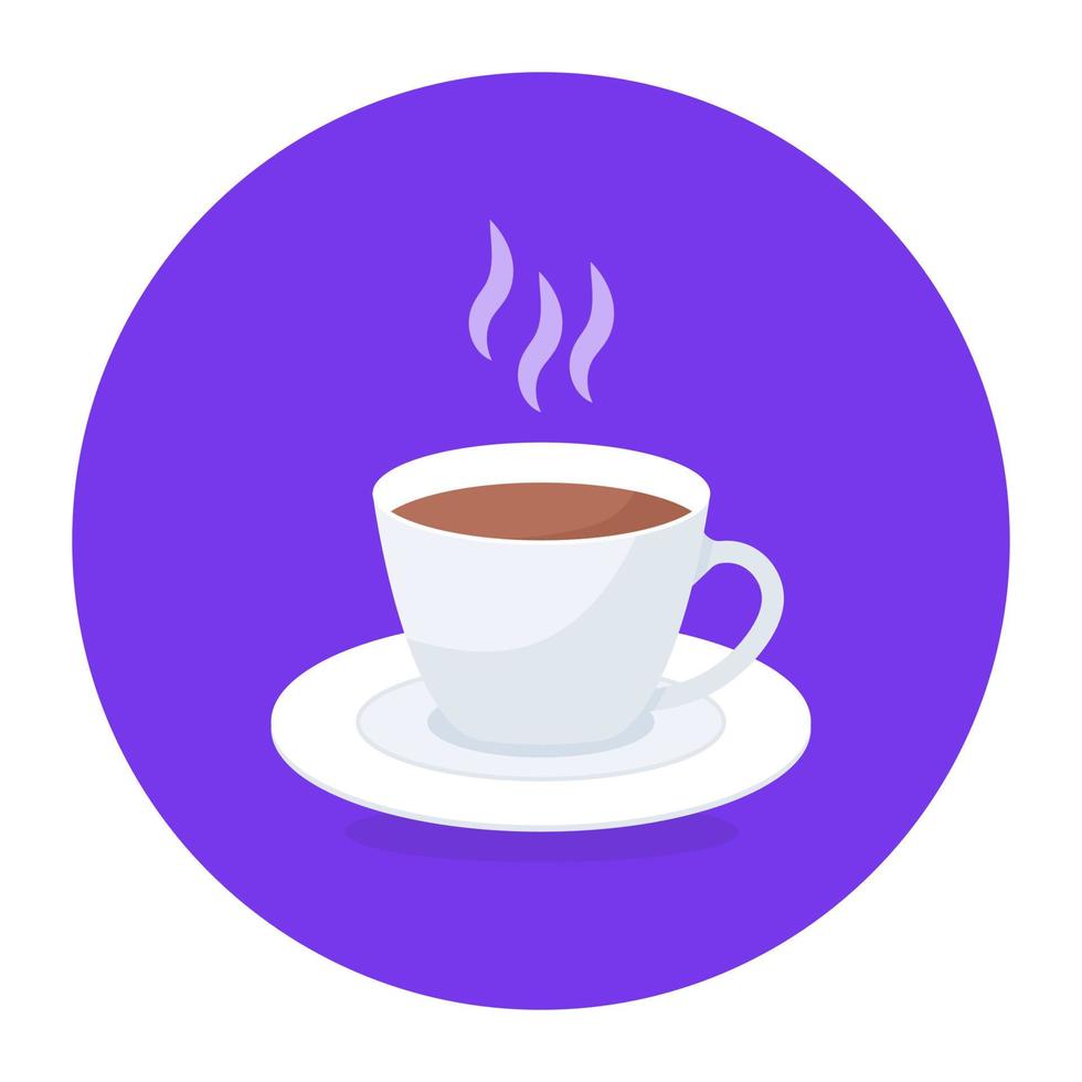 Sizzling tea with saucer, tea cup icon vector