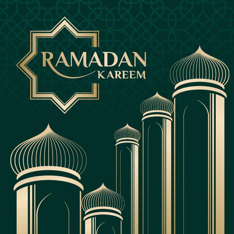ilustración vectorial de la mezquita y el marco de publicación de saludo de ramadan kareem. documento de saludo de ramadán. etiqueta de saludo de Ramadán. vector