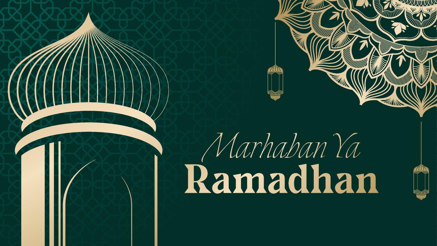 vector illustration of mosque and ramadan kareem greeting poster frame. Ramadan greeting document. mosque line vector golden line illustration