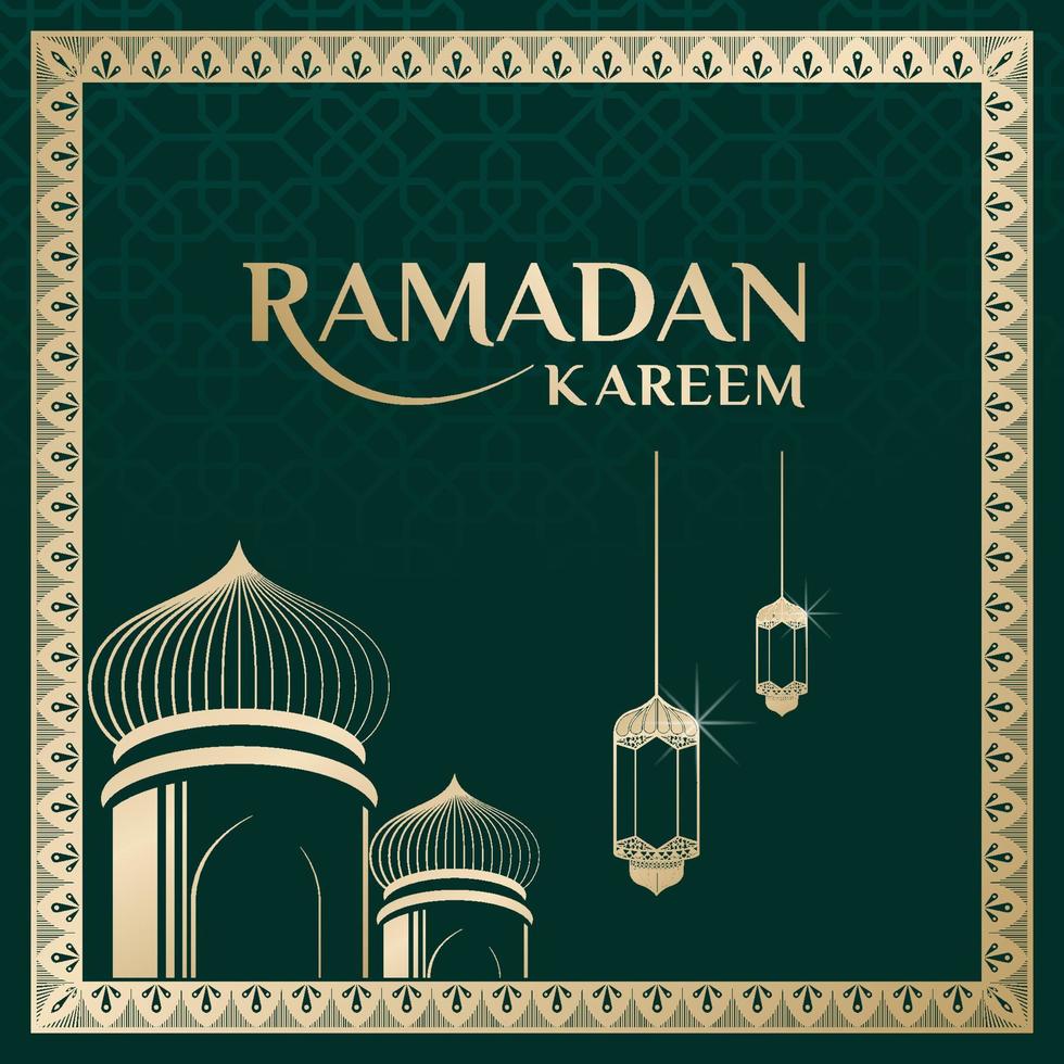 vector illustration of mosque and ramadan kareem greeting post frame. Ramadan greeting document. ramadan greeting label.