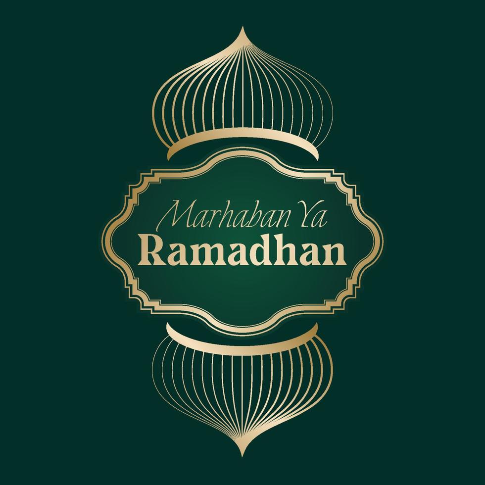 vector illustration of mosque and ramadan kareem greeting poster frame. Ramadan greeting document. mosque line vector golden line illustration