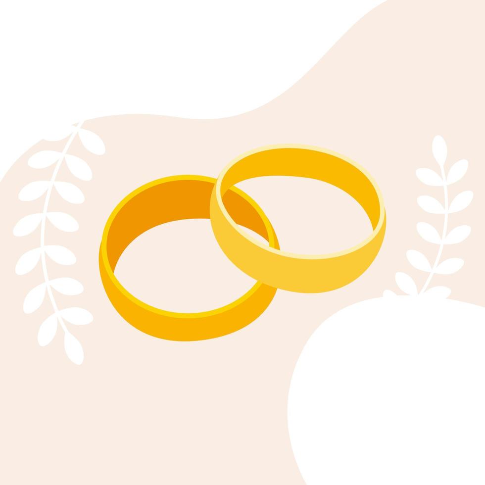 Wedding rings in flat design. vector