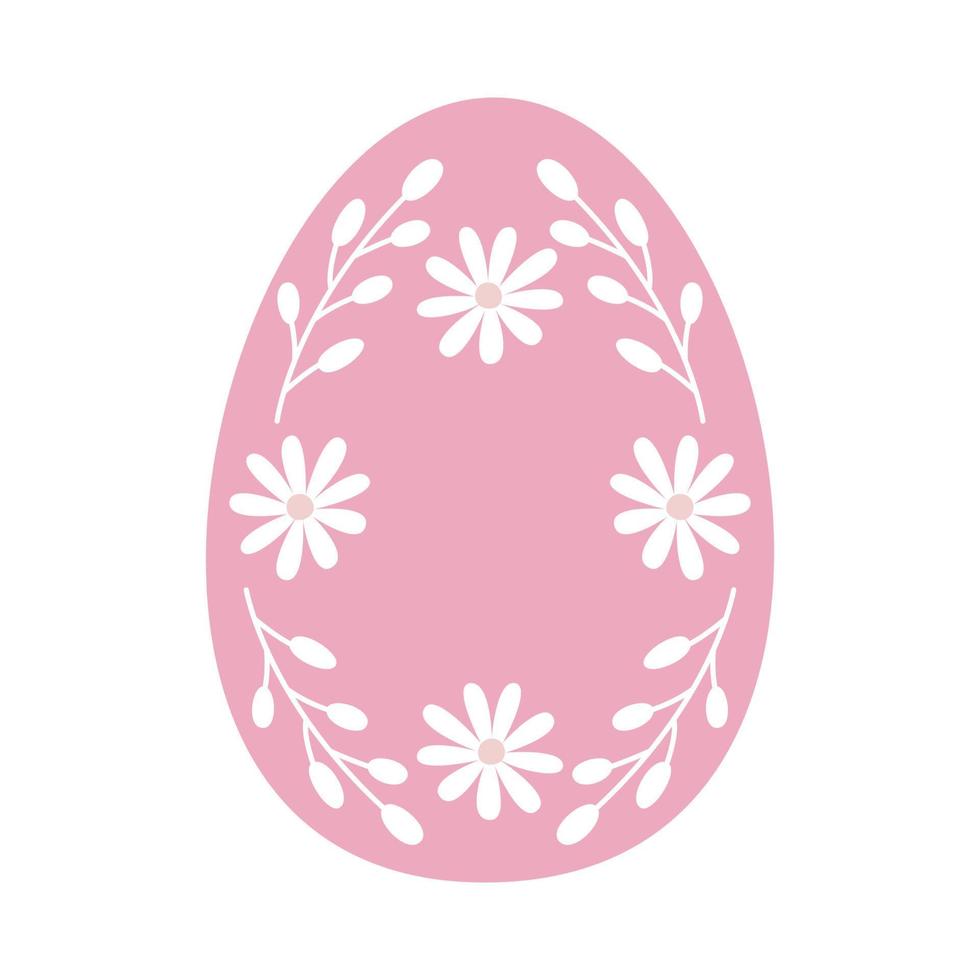 huevo de pascua rosa con flores en el interior. vector