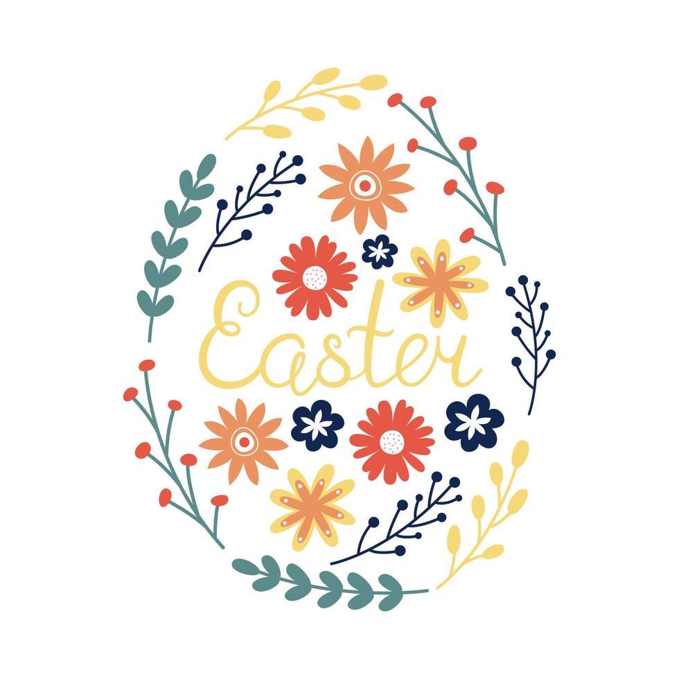 Floral Easter egg. Vector illustration isolated