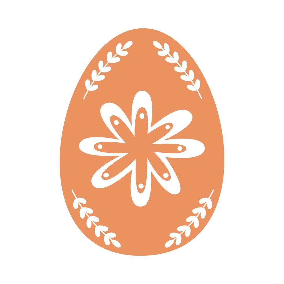 Orange Easter egg with flowers inside. Vector illustration isolated