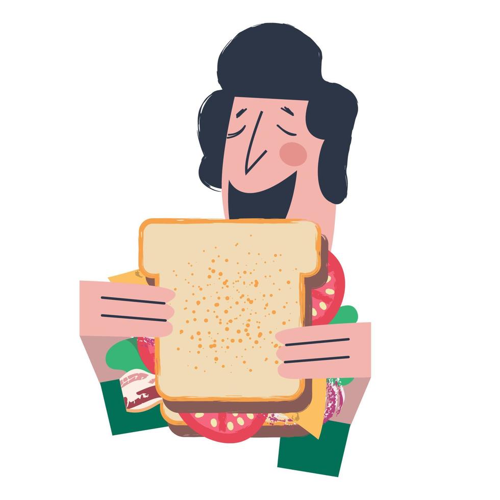 Sandwich. ilustración vectorial en estilo de dibujos animados planos. vector