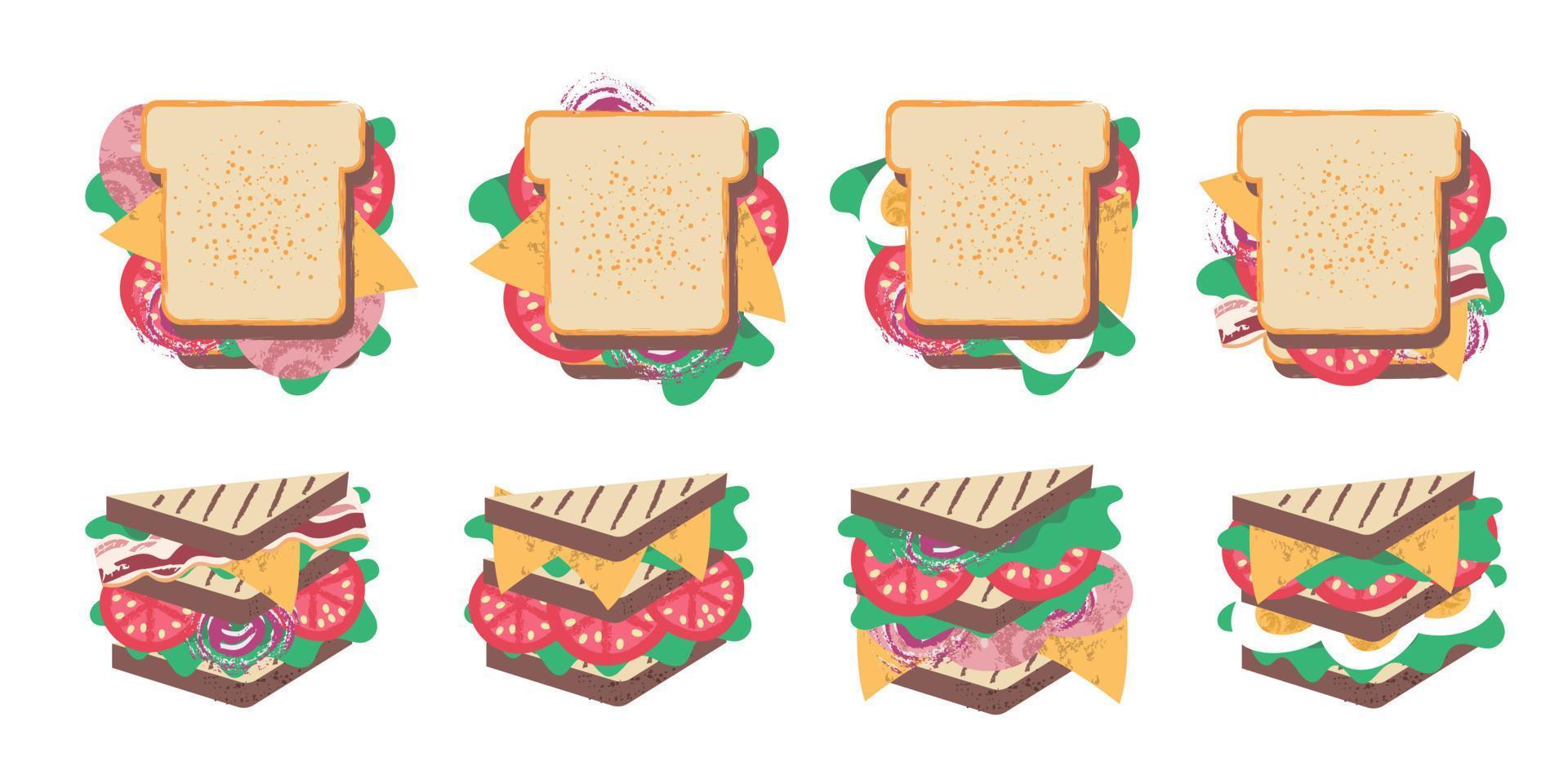 Sandwich. feliz día del sándwich. ilustración vectorial en estilo de dibujos animados planos. vector