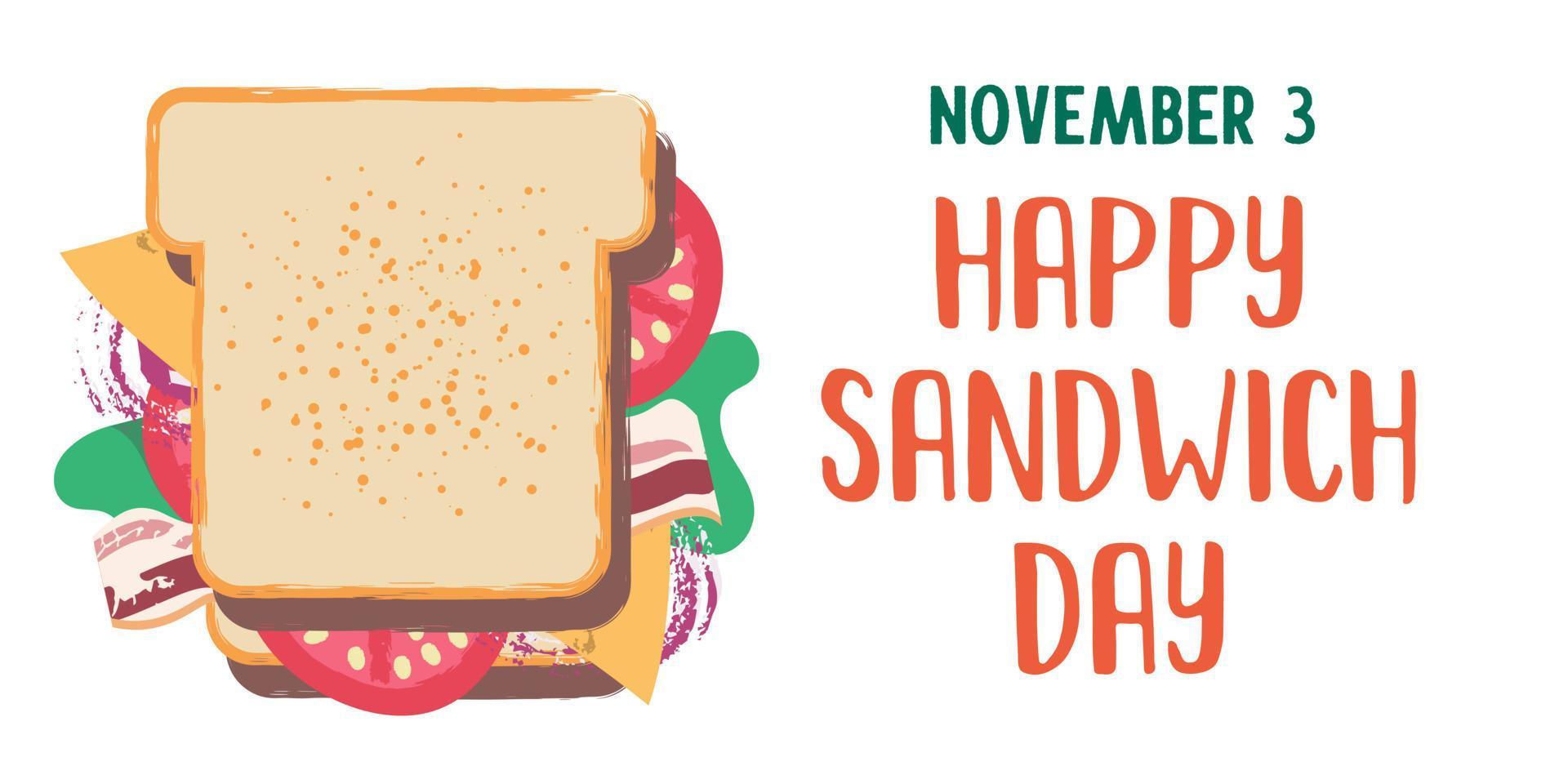 Sandwich. feliz día del sándwich. ilustración vectorial en estilo de dibujos animados planos. vector