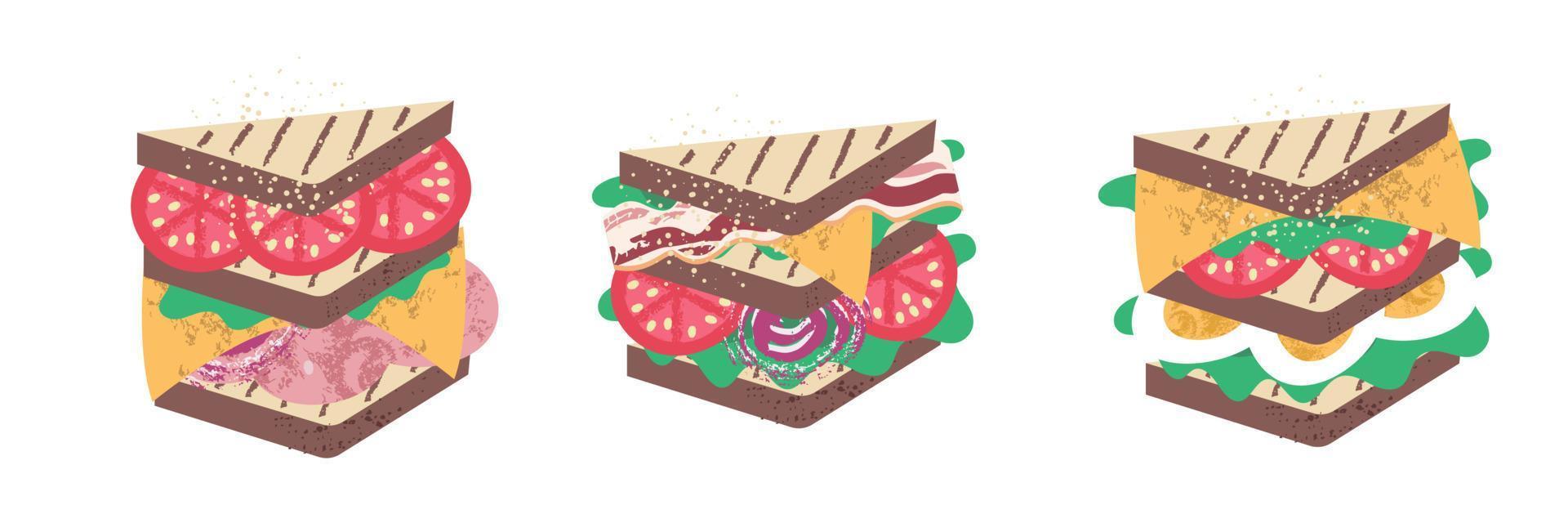 Sandwich. feliz día del sándwich. ilustración vectorial en estilo de dibujos animados planos. vector